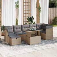 Sofasæt til haven 8 dele med hynder polyrattan beige