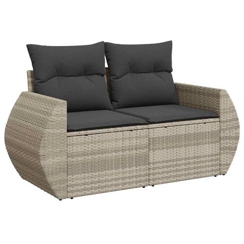 Sofasæt til haven 9 dele med hynder polyrattan lysegrå