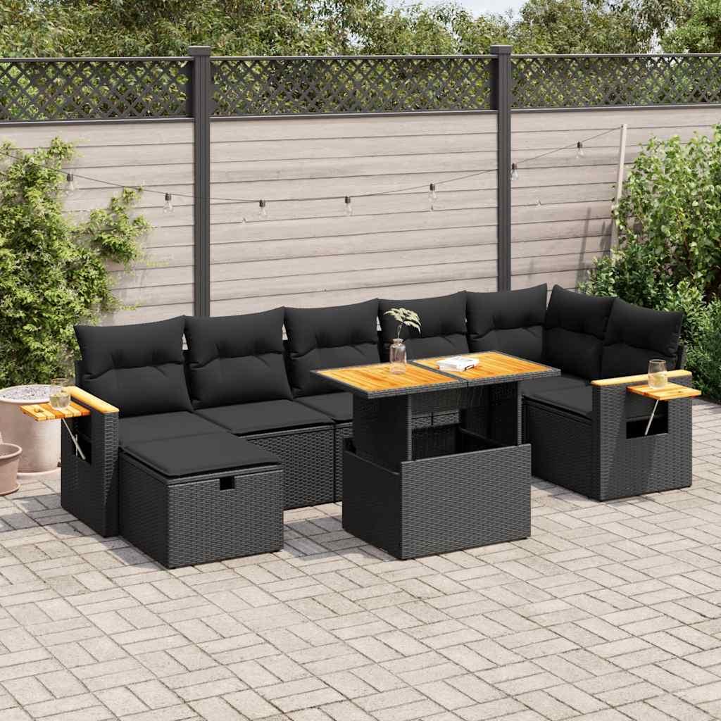 Sofasæt til haven 5 dele med hynder polyrattan sort billede