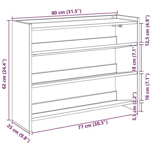 Skoreol 80x25x62 cm konstrueret træ sonoma-eg