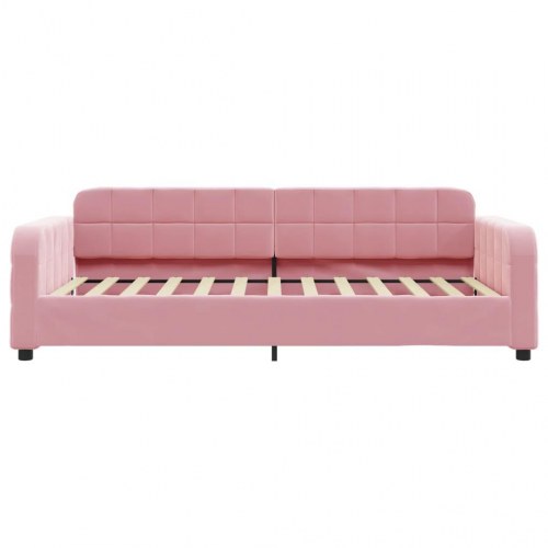 Daybed 100 x 200 cm i velour - lyserød sovesofa/gæsteseng