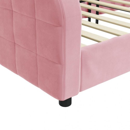 Daybed 100 x 200 cm i velour - lyserød sovesofa/gæsteseng