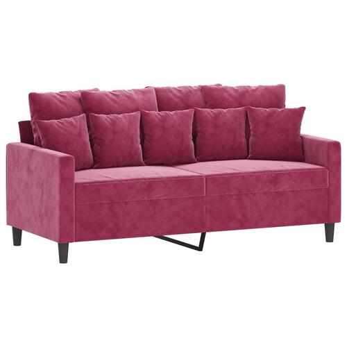 2 personers sofa med hynder velour vinrød