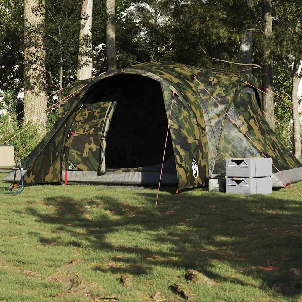6-personers kuppeltelt - vandafvisende familietelt i camouflage billede