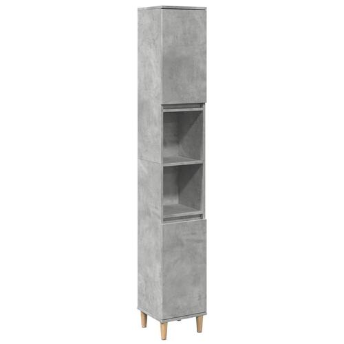 Badeværelsesskab 30x30x190 cm konstrueret træ betongrå