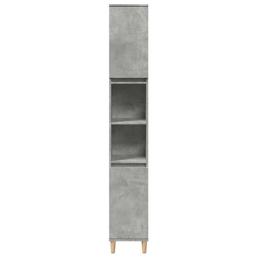 Badeværelsesskab 30x30x190 cm konstrueret træ betongrå