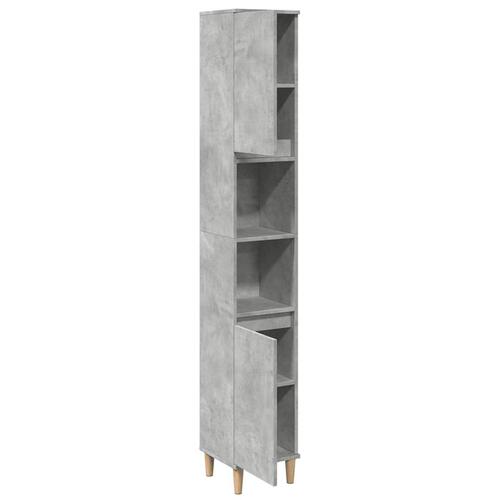 Badeværelsesskab 30x30x190 cm konstrueret træ betongrå