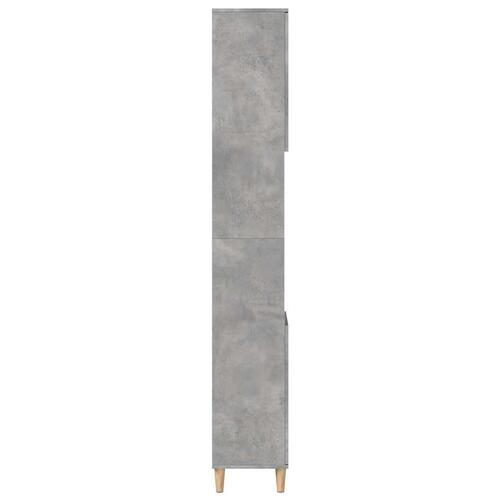 Badeværelsesskab 30x30x190 cm konstrueret træ betongrå