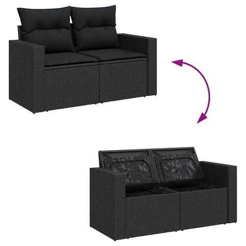 Sofasæt til haven 9 dele med hynder polyrattan sort