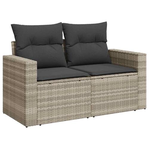 Sofasæt til haven 9 dele med hynder polyrattan lysegrå