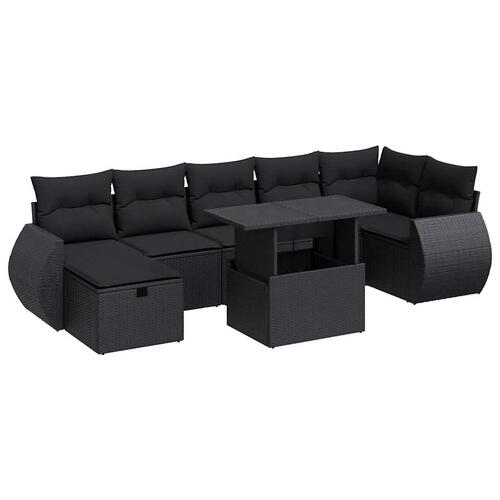 Sofasæt til haven 8 dele med hynder polyrattan sort