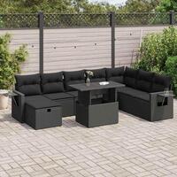 Sofasæt til haven 9 dele med hynder polyrattan sort
