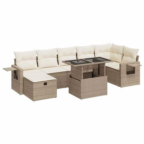 Sofasæt til haven 8 dele med hynder polyrattan beige