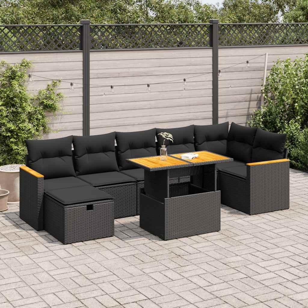 Sofasæt til haven 5 dele med hynder polyrattan sort