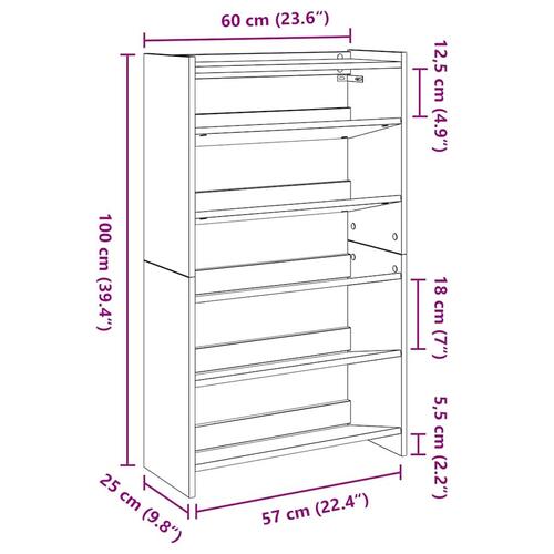 Skoreol 60x25x100 cm konstrueret træ hvid