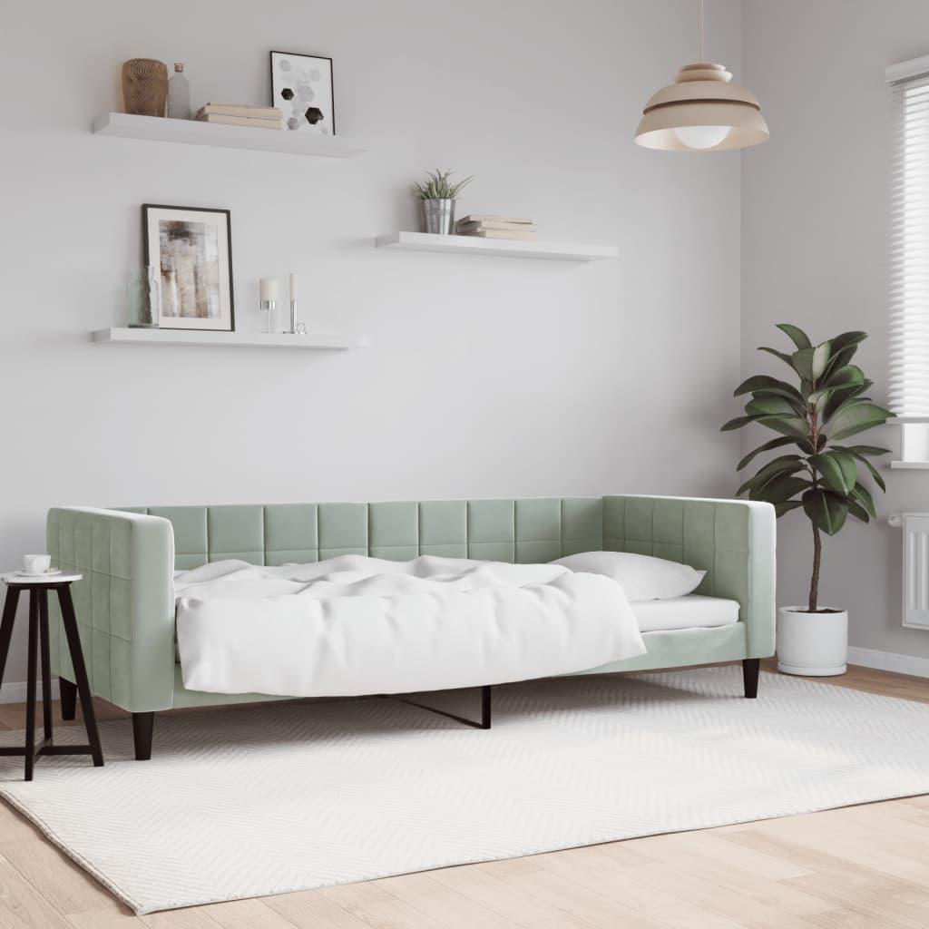 Daybed 80x200 cm velour lysegrå billede