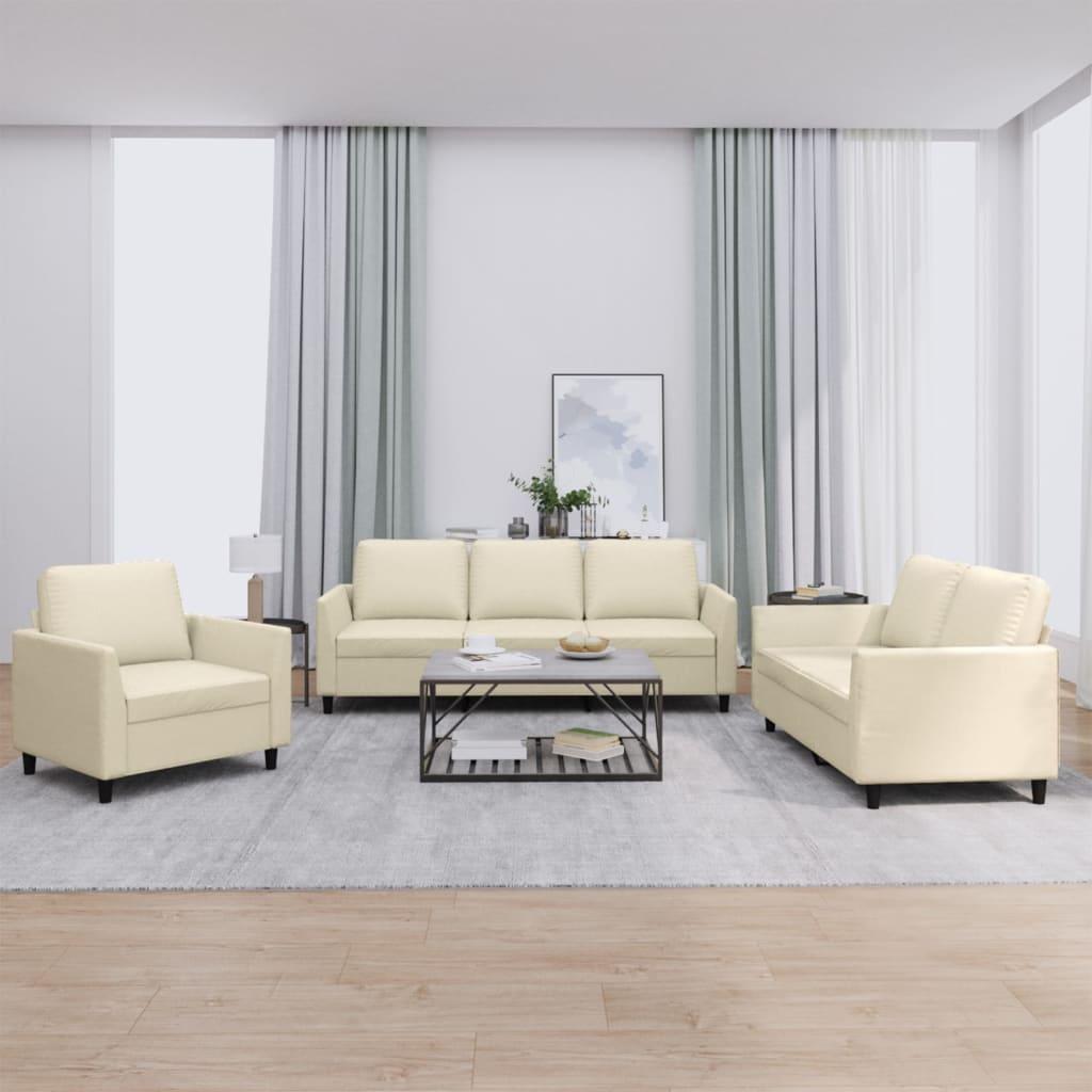 3 personers sofa med hynder kunstlæder Cremefarvet