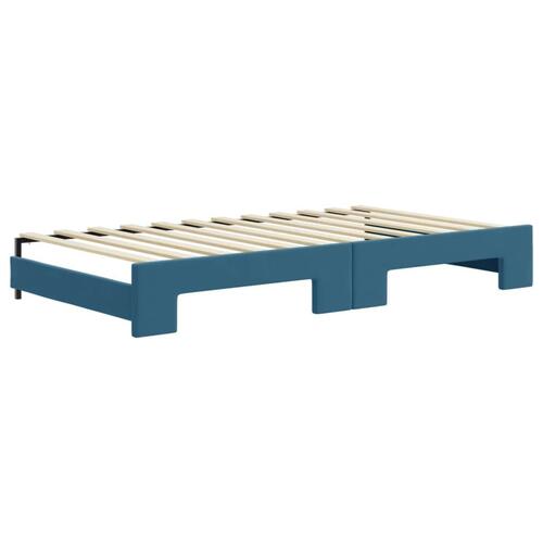 Daybed med udtræk og skuffer 100x200 cm velour blå