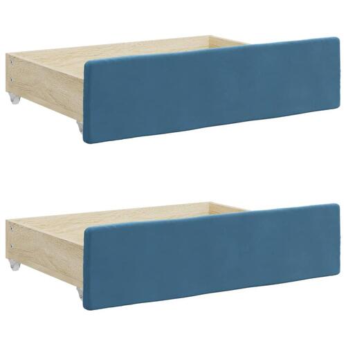 Daybed med udtræk og skuffer 100x200 cm velour blå