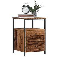Sengeborde 2 stk. 34x35,5x50 cm konstrueret træ antikt trælook
