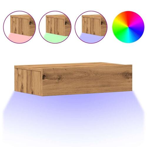 Tv-bord med LED-lys 60x35x15,5 cm kunsteg