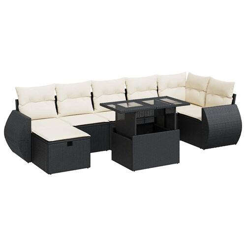 Sofasæt til haven 8 dele med hynder polyrattan sort
