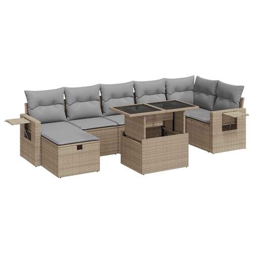 Sofasæt til haven 8 dele med hynder polyrattan beige