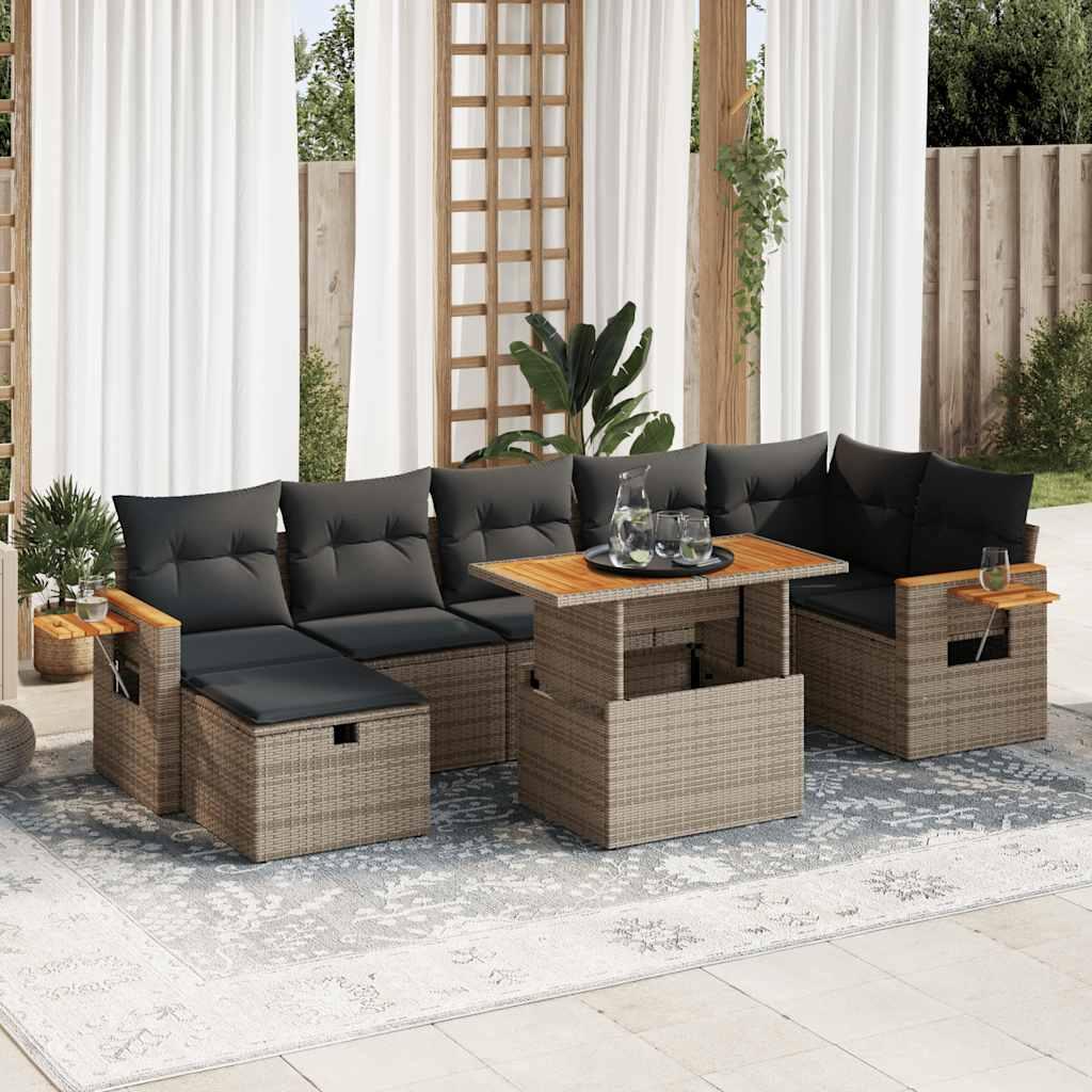 Sofasæt 5 dele med hynder polyrattan grå billede