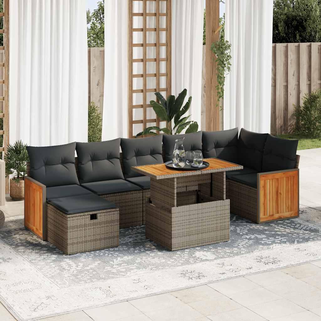Sofasæt 5 dele med hynder polyrattan grå billede