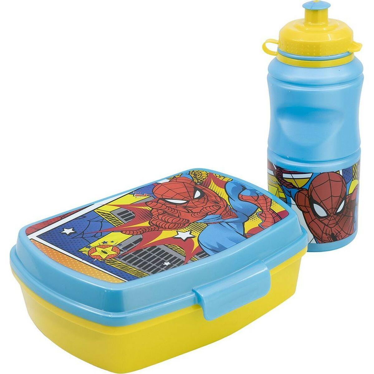 Spider-Man madkasse med drikkeflaske, 380 ml, 17 cm, plastik