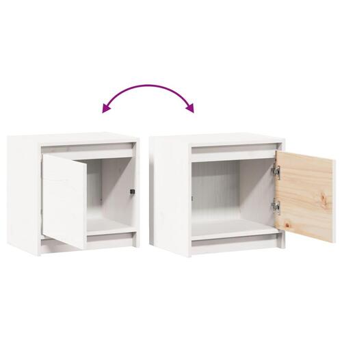 Sengebord 40x30,5x40 cm massivt fyrretræ hvid
