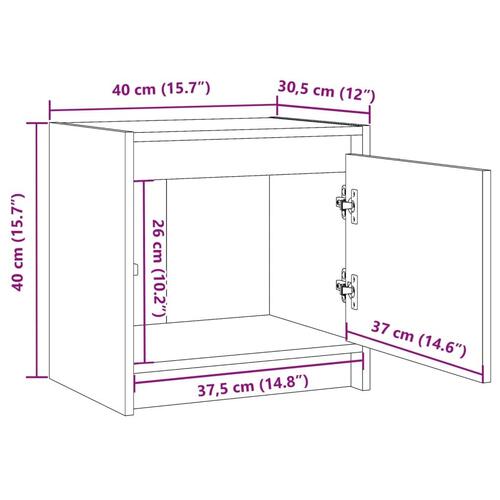 Sengebord 40x30,5x40 cm massivt fyrretræ hvid
