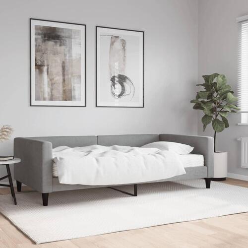 Daybed med madras 100x200 cm stof lysegrå