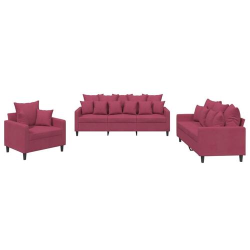 2 personers sofa med hynder velour vinrød
