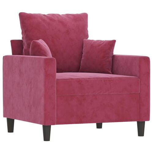 2 personers sofa med hynder velour vinrød