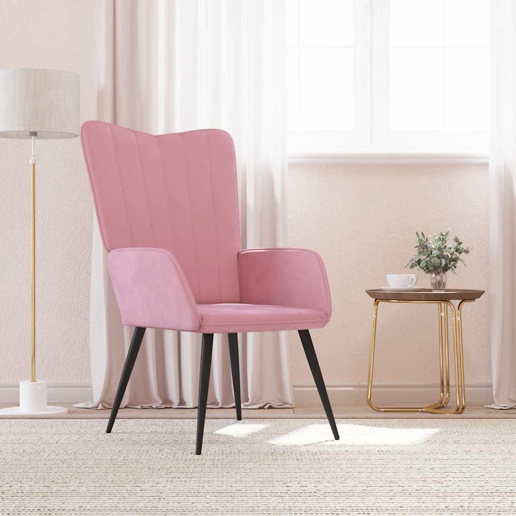 Lænestol fløjl pink