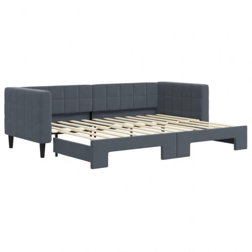 Daybed med udtræk 80 x 200 cm velour - mørkegrå