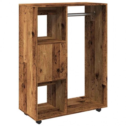 Garderobeskab på hjul 80×40×110 cm - antikt trælook