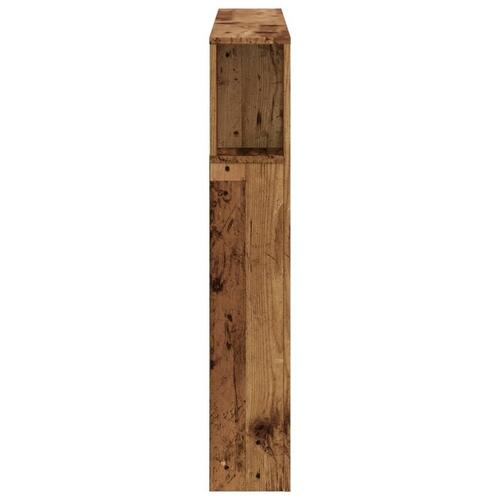 Sengegavl med LED 120x18,5x103,5 cm konstrueret træ antikt træ