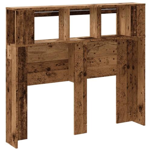 Sengegavl med LED 120x18,5x103,5 cm konstrueret træ antikt træ