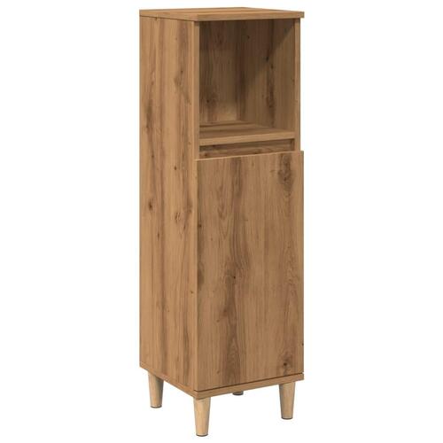 Badeværelsesskab 30x30x100 cm konstrueret træ kunsteg