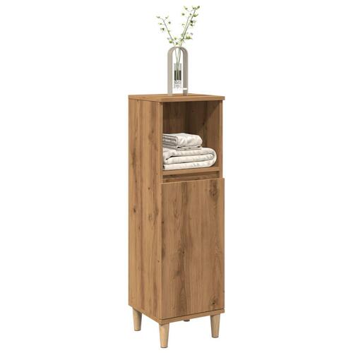 Badeværelsesskab 30x30x100 cm konstrueret træ kunsteg