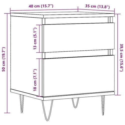 Sengebord 40x35x50 cm konstrueret træ kunsteg