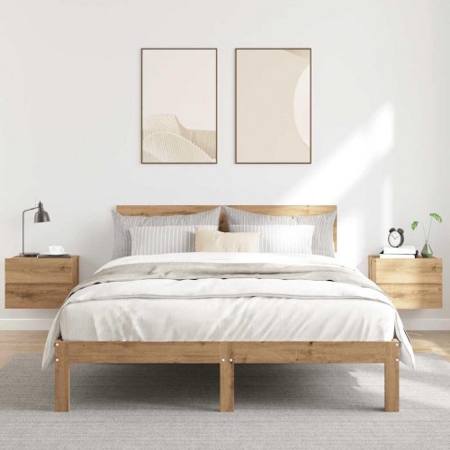 Væghængte sengeborde - 2 stk., 40×32×30 cm, kunsteg