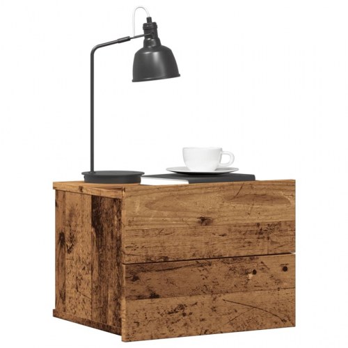 Væghængte sengeborde 2 stk. - 40×32×30 cm, antikt træ