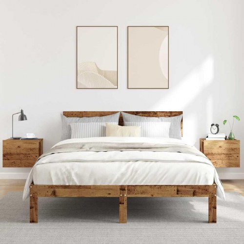Væghængte sengeborde 2 stk. - 40×32×30 cm, antikt træ
