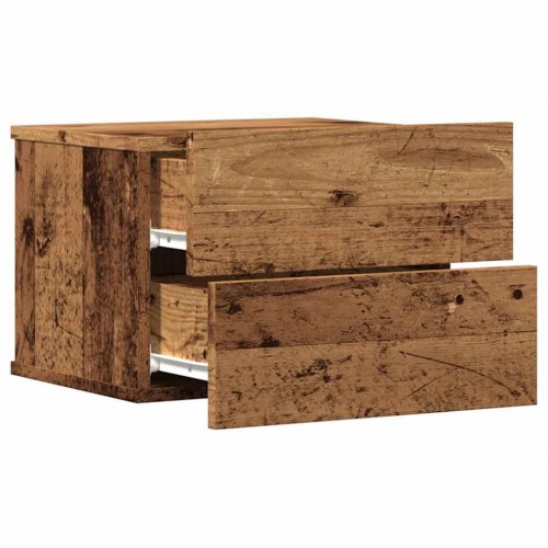 Væghængte sengeborde 2 stk. - 40×32×30 cm, antikt træ