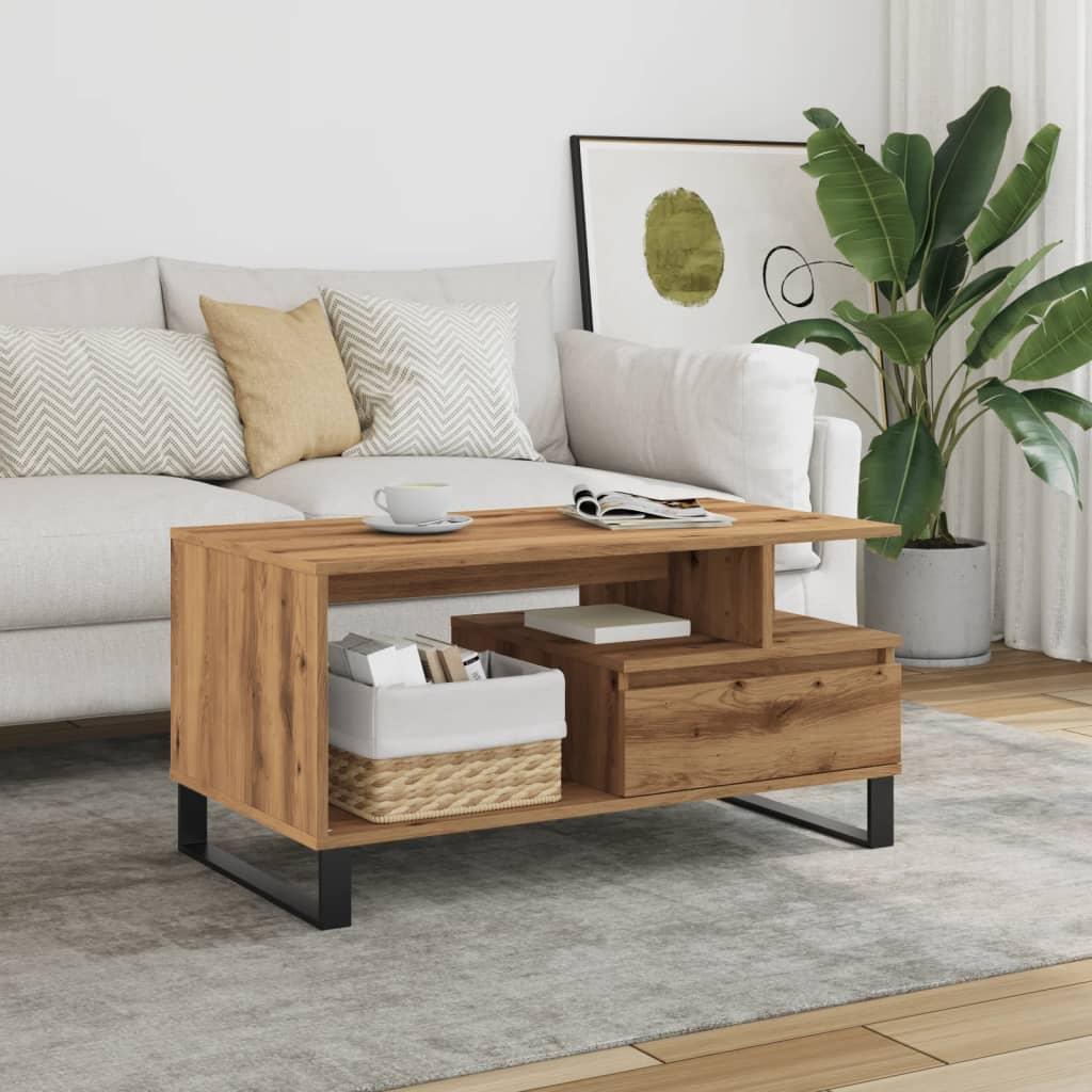 Sofabord 90x49x45 cm konstrueret træ kunsteg