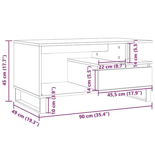 Sofabord 90x49x45 cm konstrueret træ kunsteg