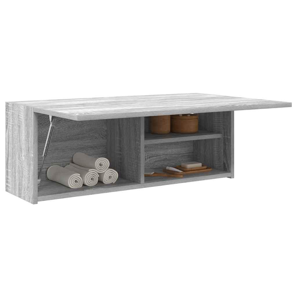 Væghængt badeværelsesskab 80x25x30 cm konstrueret træ